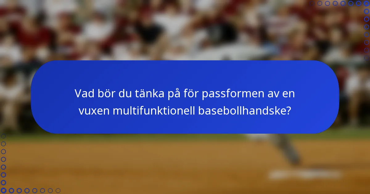 Vad bör du tänka på för passformen av en vuxen multifunktionell basebollhandske?