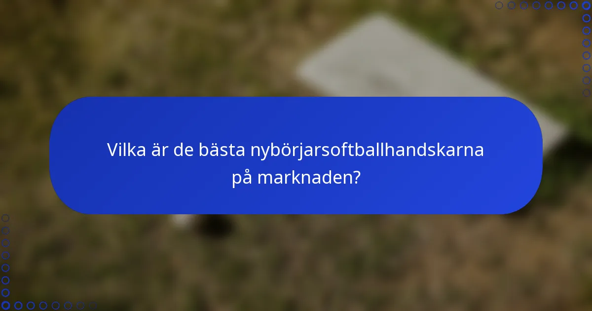 Vilka är de bästa nybörjarsoftballhandskarna på marknaden?