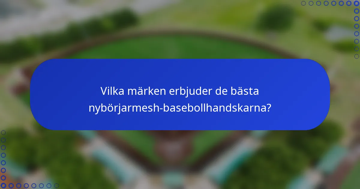 Vilka märken erbjuder de bästa nybörjarmesh-basebollhandskarna?